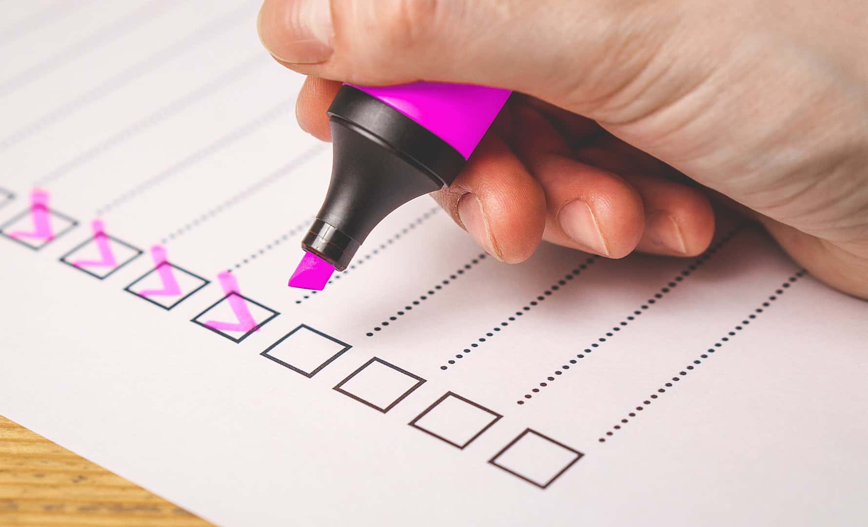 Checking items off a home movers checklist